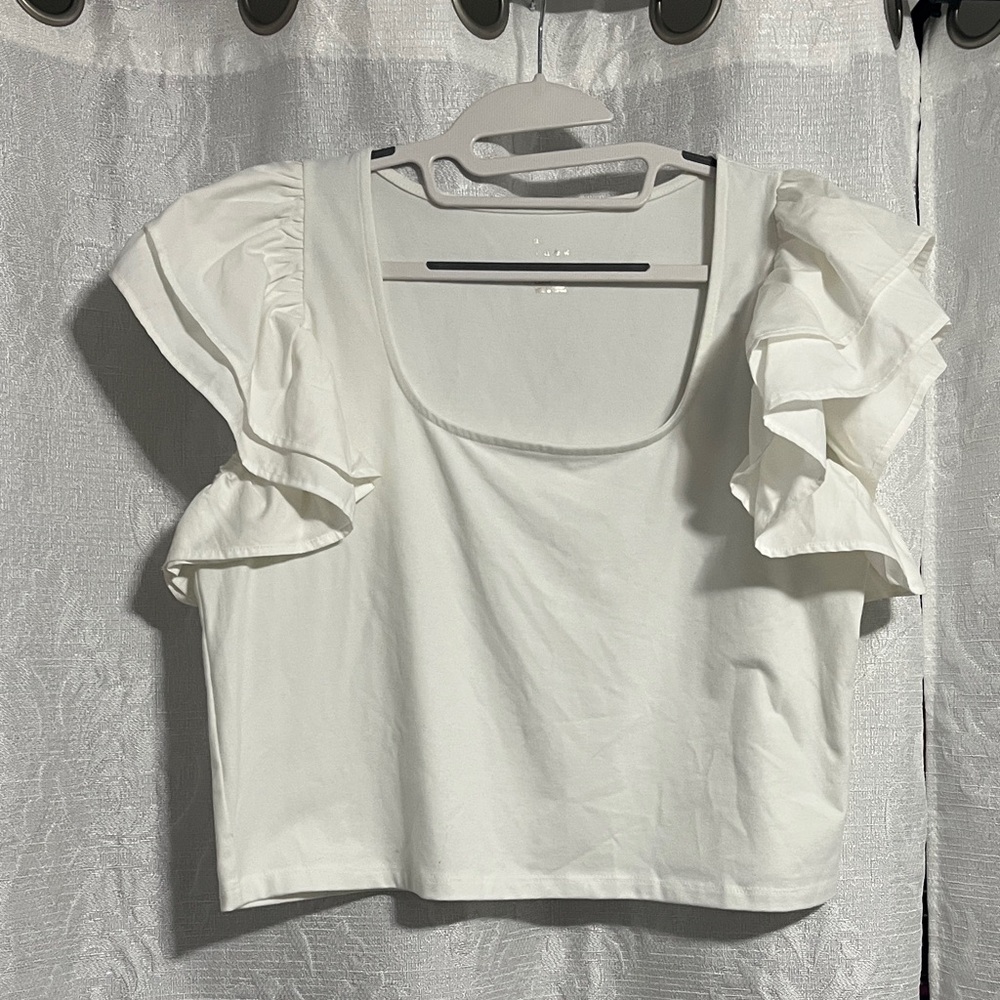 A New Day White Ruffle Sleeve Blouse